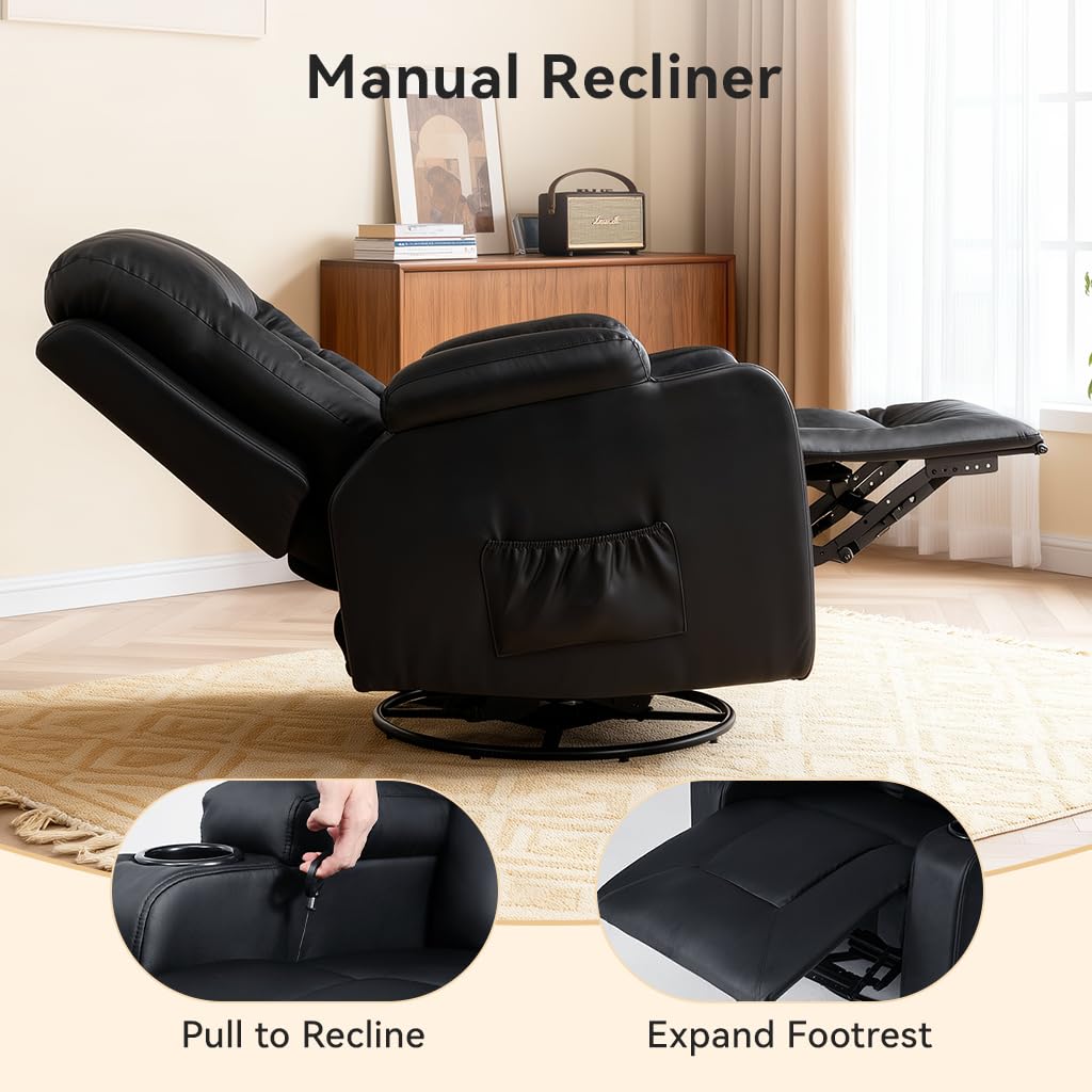 COMHOMA Living Room Furniture Set,Faux Leather Manual Recliner Sofa Sets