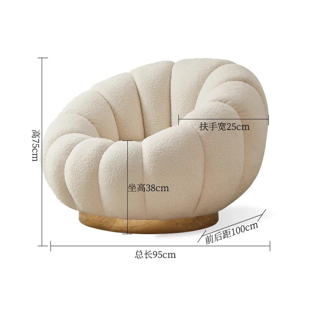 White Lamb Velvet Lazy Sofa, Pumpkin Single Sofa, Small Sofa Chair, Tatami for Living Room, Balcony Reading, Winter Warm Stool(B)