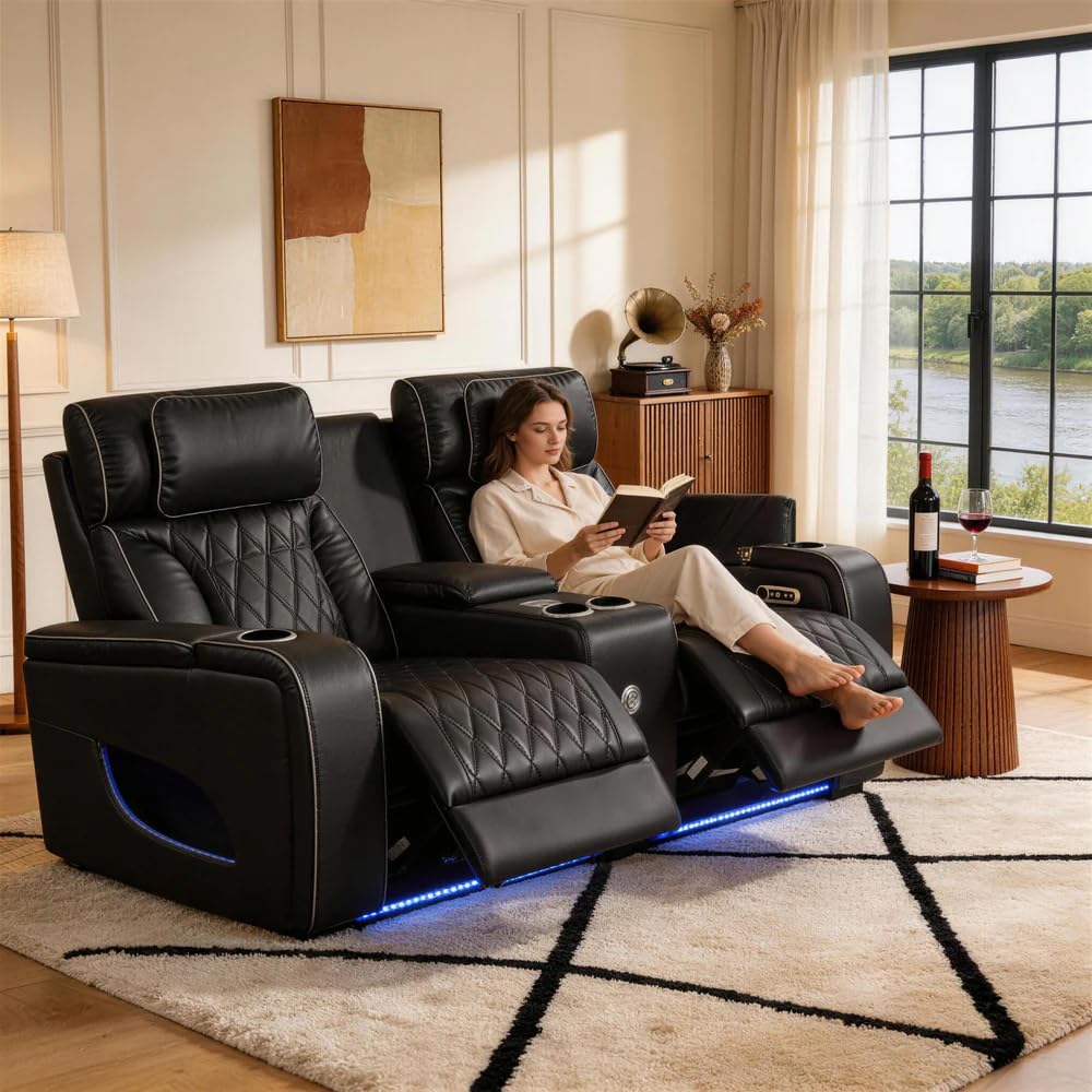 VANITII Electric Power Recliner Sofa with Adjustable Headrest and Footrest