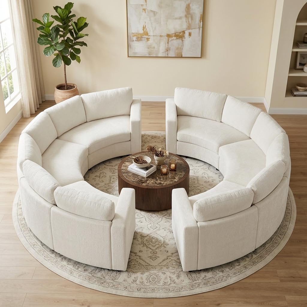 109.4'' Curved Modular Sectional Sofa, Round Sofa with Soft Upholstery