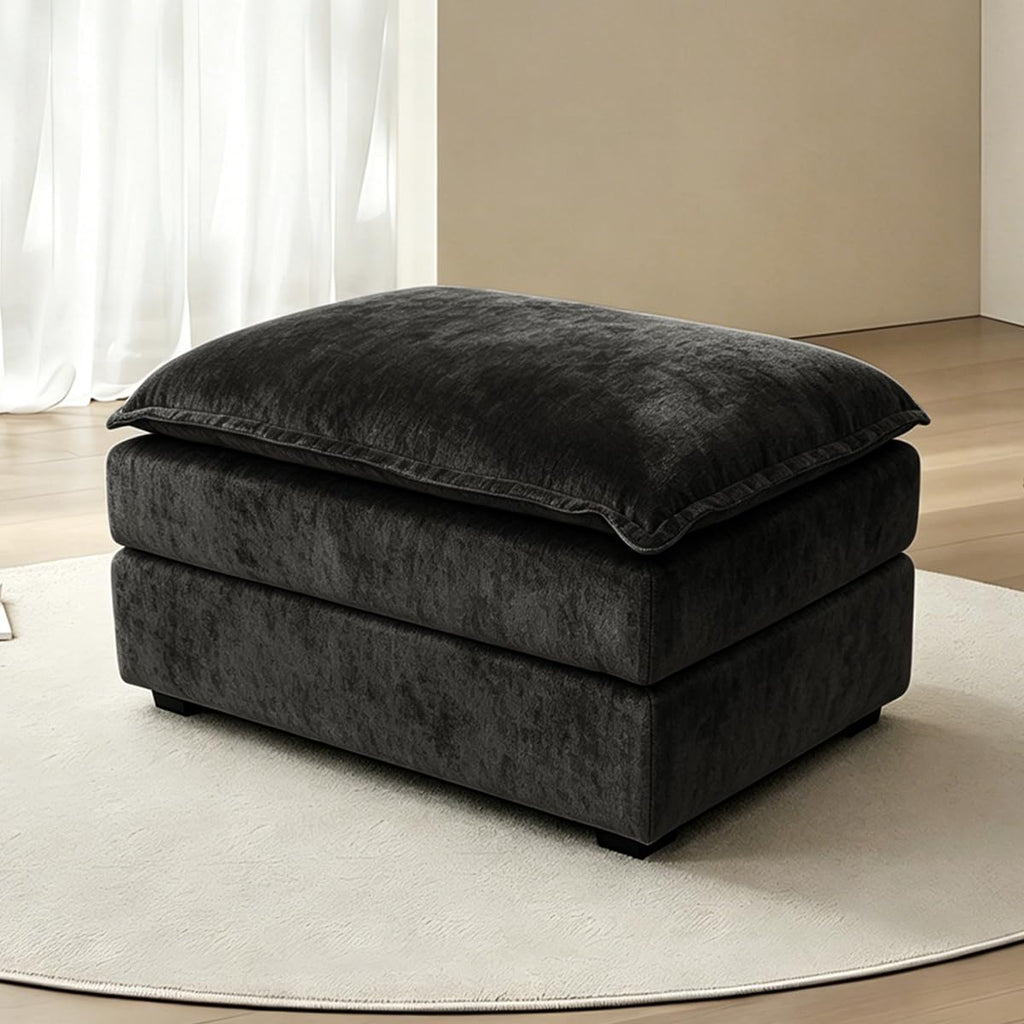 119" Cloud Couch Sectional, L Shaped Modular Sectional Sofa for Living Room, 3 Seater Sofa with 3 Removable Washable Pillows and 1 Ottoman, Light Gray