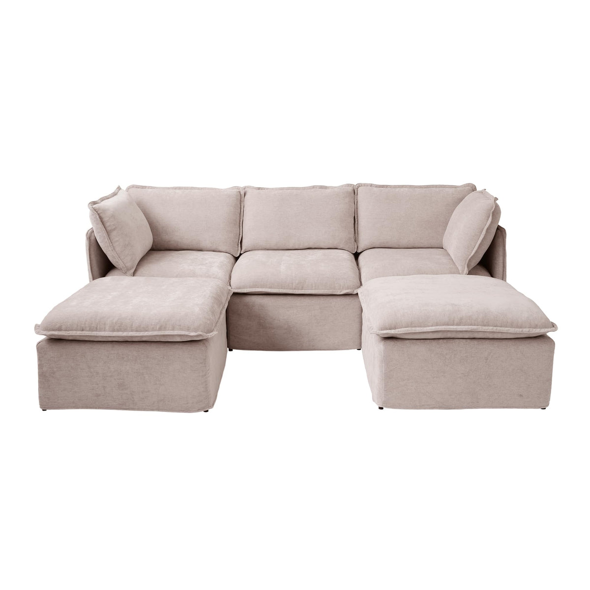 WJShome 5-Seater Cloud Modular Sofa Sectional Living Room Couch, Khaki