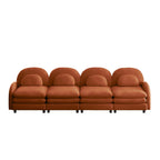 129.1" Modular Sectional Couch, Teddy Fleece Fabric, Orange