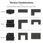 WJShome Cloud Couch Modular Sectional Sofa,160.6" Down Filled 5 Seater Convertible Sectional Sofas,V Shaped Couch for Living Room,Covers Washable&Replaceable (Black)