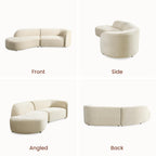 118" Left-Facing Chenille Sectional Sofa with Chaise, Modern Curved Cloud Couch, Deep Seat Upholstered Sofa with Solid Wood Frame, Organic Rounded Design for Living Room, Beige