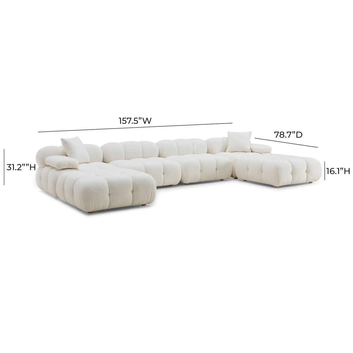 TOV Furniture Calliope Cream Vegan Shearling 6-Piece Modular U-Sectional