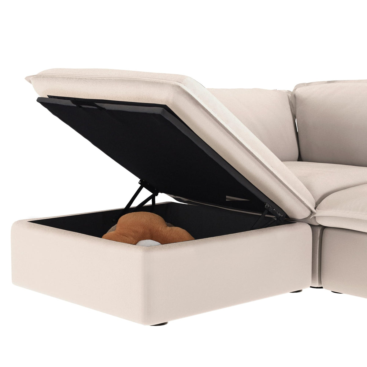 WJShome U-Shaped Sectional Couches for Living Room, Modern Modular Sectional Sofa with Storage Ottomans, Modern Comfy Sleeper Sofas for Home Family, Covers Removable & Washable, Beige