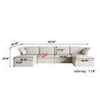 WJShome U-Shaped Sectional Couches for Living Room, Modern Modular Sectional Sofa with Storage Ottomans, Modern Comfy Sleeper Sofas for Home Family, Covers Removable & Washable, Beige