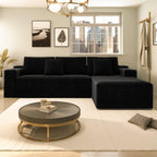 Tidyard Modular Sectional Sofa, No Assembly Required 104.3 Inch Plush Corduroy Fabric Reversible Chaise Lounge Couch for Living Room Bedroom Apartment