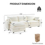 113" Modular Sectional Sofa, L Shaped Cloud Couch with Storage Ottoman