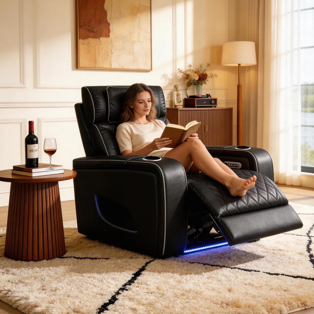 VANITII Electric Power Recliner Sofa with Adjustable Headrest and Footrest