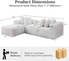 108 Inch Oversized Modular Sectional Sofa, L-Shaped Floor Couch with Extra Deep Seats, Modern Minimalist Upholstered Sofa, No Assembly Sofa Couch for Living Room, Bedroom, Apartment (Right-White)