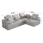 106" L-Shape Corduroy Sectional Sofa, Convertible Couch with Chaise
