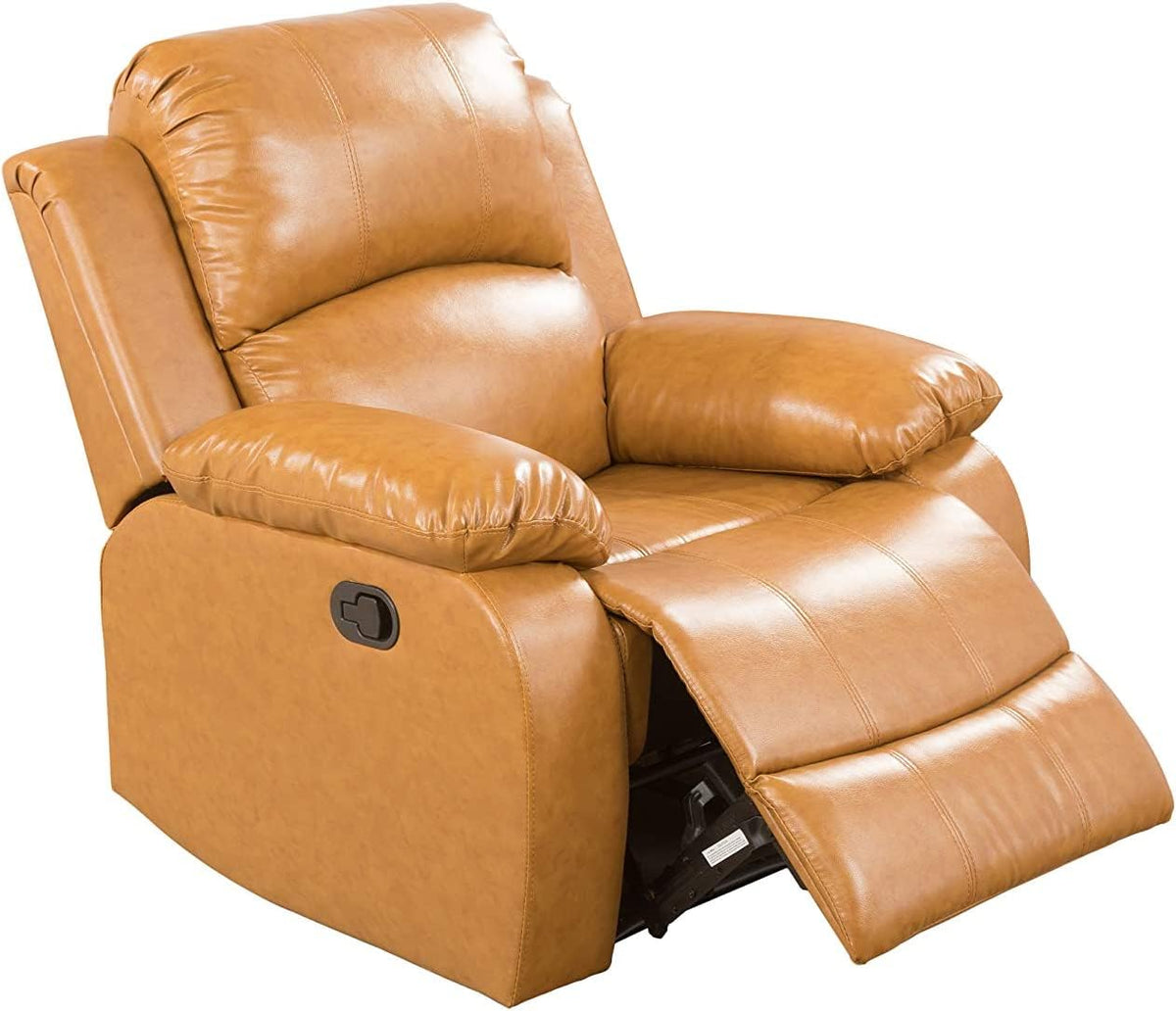 Bonded Leather Living Room Furniture Set Reclining Sofa Set Loveseat Furniture Sets in Living Room Sofa Recliners (3 Pieces, Blue Microfiber)