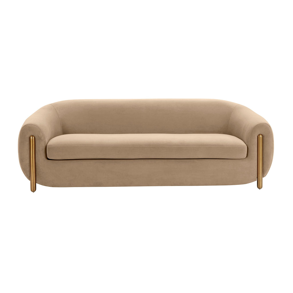 Tov Furniture Lina Cafe Au Lait Brown Velvet Sofa by Inspire Me! Home Décor