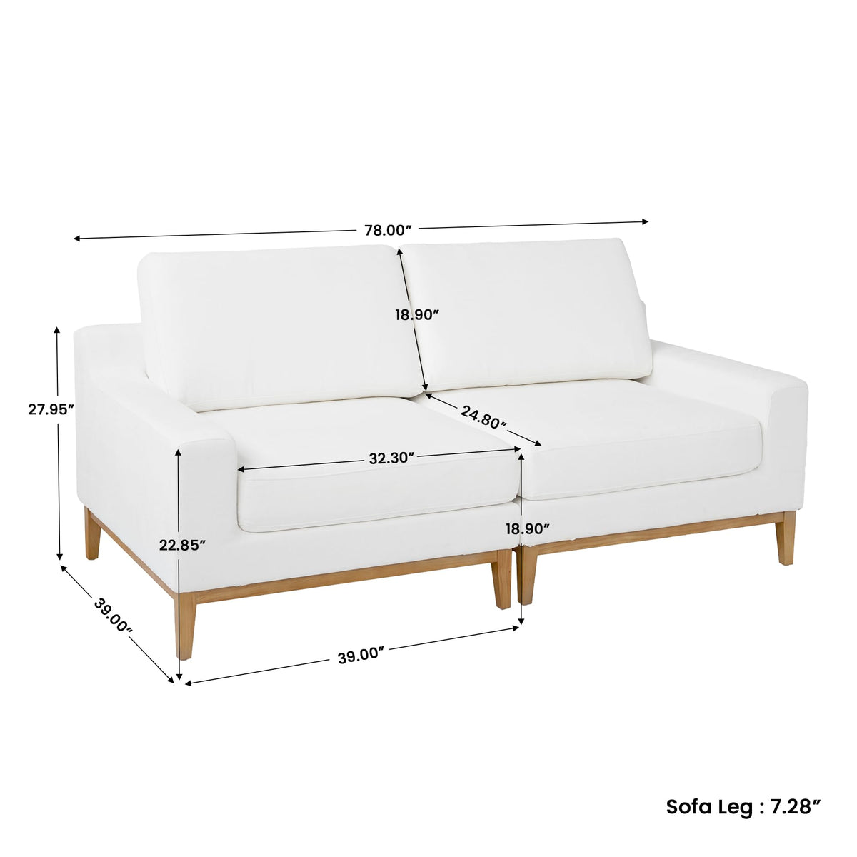 WJShome Oversized LoveSeat Modular Sectional Sofa, Wide Deep Seat Solid Wood Cloud Couch, FSC Certified Comfortable Cloud Couch Sectional, Sofa Covers Removable, White