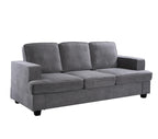 Velvet Sofa, Comfortable 3 Seater Couch with Deep Seating and High Density Foam, Loose Back Cushions, Wide Arms, Livingfor Home, Apartment, Office, Grey EY632