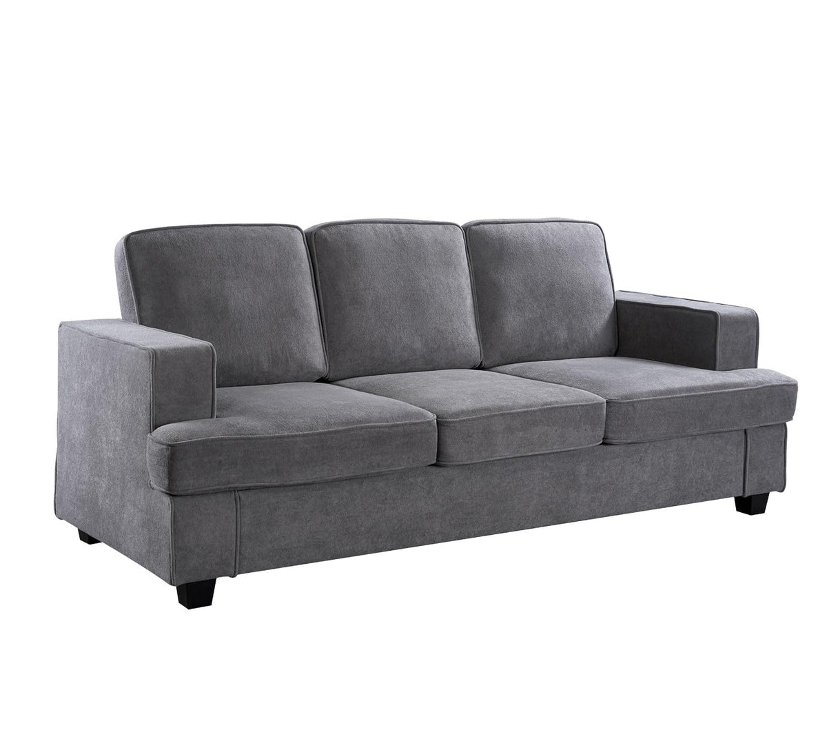 Velvet Sofa, Comfortable 3 Seater Couch with Deep Seating and High Density Foam, Loose Back Cushions, Wide Arms, Livingfor Home, Apartment, Office, Grey EY632