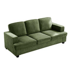 Velvet Sofa, Comfortable 3 Seater Couch with Deep Seating and High Density Foam, Loose Back Cushions, Wide Arms, Livingfor Home, Apartment, Office, Green