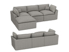 108" Corduroy Modular Sectional Sofa with Ottoman, Boneless Cloud Couch for Living Room, Convertible L-Shape Extra Deep Seat Floor Sofa, Dark Grey