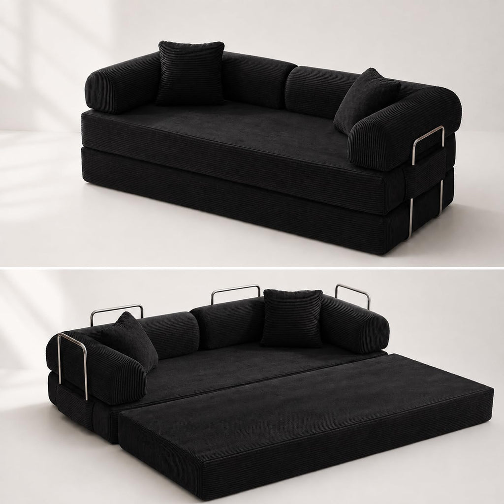 108" Modular Sectional Sofa Bed, L-Shaped Boneless Couch, Yellow