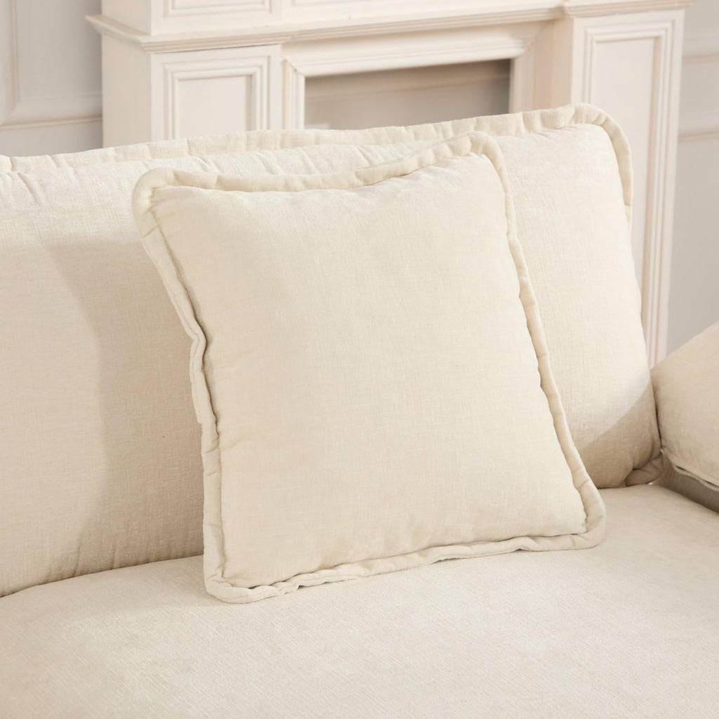 Wider Armrest 3 Seats Modern Sectional Couch Chenille Beige Cloud Comfort Living Room Bedroom Apartment Comfortable Home Decor