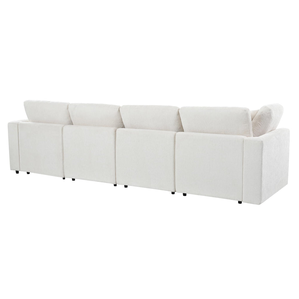 130" L-Shaped Modular Sectional Sofa Modern Deep Seat Cloud Couch for 5, Oversized Chenille Fabric Cloud Sectional Couches with 1 Ottoman Chaise, Higher Seater (21.7 inch)