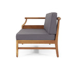 Tidyard 4-Piece Sofa Set, Dark Gray – Mid-Century Modern Design with Acacia Wood Frame & Slat Paneling, Water-Resistant Cushions, Sectional Chat Set for Indoor/Outdoor Use, 82.7? W x 82.7? D