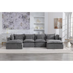 129.8" Width Cloud Couch Oversized Modular Sectional Sofa True Relax Comfy Couches Wide Deep Seat Sofas for Living Room Furniture Sets, Waffle Fabric,4Seat with 2Ottoman