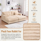 ZOEDO Oversized Double Chaise Lounge Sofa 82" Sofa Bed Plush Upholstered Sleeper Sofa Daybed with Two Supportive Pillows, USB Ports and Cup Holders for Living Room, Champagne (Old SKU:N719S002110D)