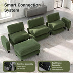 Vipbear 120" Modular Sectional L Shaped Sofa Couches for Living Room,3 Seat with 1 Movable Ottoman,Comfy Corduroy Sofa with USB Port,Side Pocket,Pillow,Green
