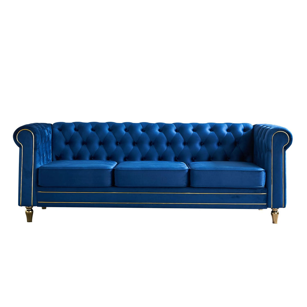 Velvet Sofa 84.65 inch for Living Room Blue Color CY368