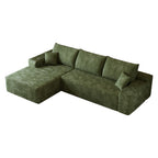 107" Cloud Sectional Sofa with 1 Ottoman,Modern Minimalist Upholstered Couches,Comfort U Shaped Sofa for Living Room,Deep Seat Corner Couch (Green)