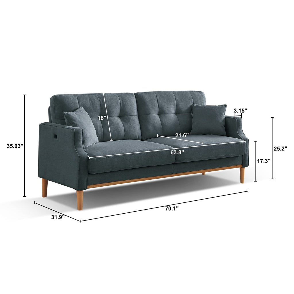 Tidyard Living Space 3 Seater Sofa with Waterproof Fabric & USB Charging Port, High-Density Foam Cushion, 800 lbs Weight Capacity, Polyester Upholstery, Dustproof & Breathable Living Room Couch