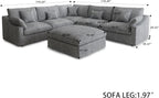WJShome Modular Sectional Sofa Couch, 119.29" V-Shaped Modular Sofas with Ottoman, Down Filled Convertible Sofa for Living Room, 6 Seat Wide Couches,Cushion Covers Removable, Gray