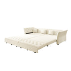 100'' Sleeper Sofa Bed California King, Velvet Chesterfield Couch, Beige