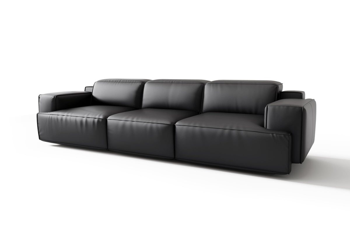 Valencia Valentina Leather Loveseat Recliner Couch Adjustable Headrest Power Recliner Sofa - Premium Nappa 11000 Leather (Black)
