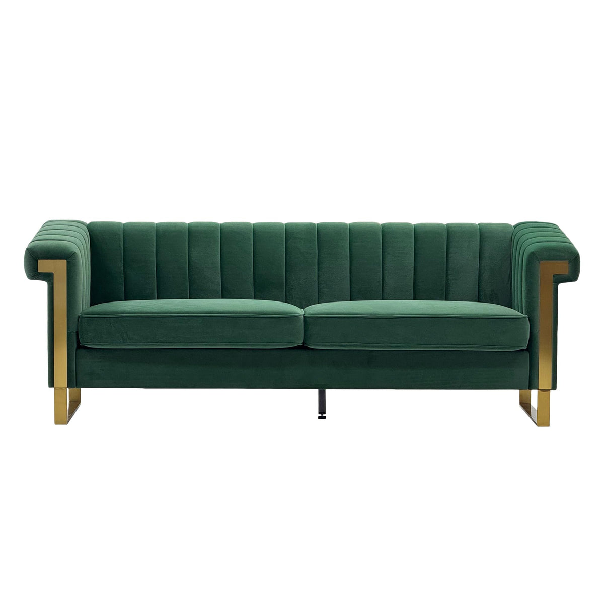 Tomkate 84" Velvet Chesterfield Sofa, Modern 3-Seat Couch with Gold Legs