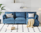 107.8'' Large Size 3 Seater Sofa Couch, L Shaped Sofas with Movable Ottoman, Arm with Pockets,Fabric Couches for Living Room, Apartment, Office