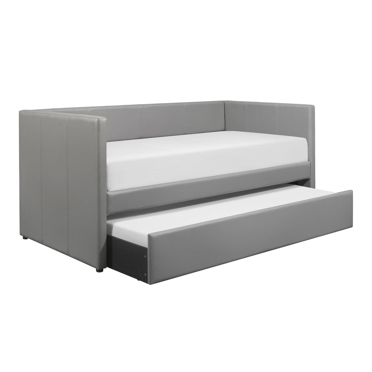 Versatile Daybed with Pull-Out Trundle, Textured Fabric Upholstery