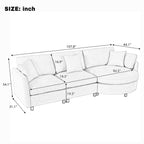 107" 3-Piece Chenille Sectional Sofa with Curved Chaise, Solid Pine Wood Frame & Compressed Foam Cushions, Modern L-Shaped Couch for Living Room/Office, Includes 3 Throw Pillows, Easy Assembly