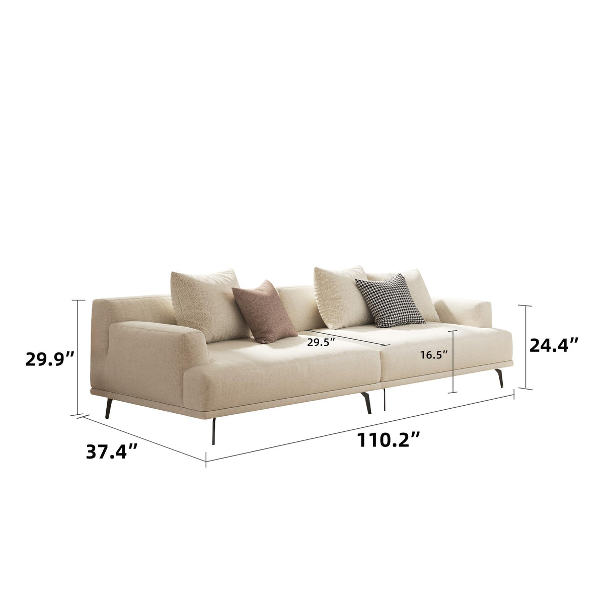 110" Modern Sectional Couch for Living Room, Fabric Cloud Sofa