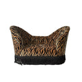 Tiger Print Loveseat Sofa, Upholstered Fabric Lounge Couch with High Curved Arms and Fringe Base for Living Room, Bedroom, Boutique Hotel and Reading Lounge