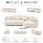 124.8" Modern Curved Sectional Sofa with Chaise, Upholstery Boucle Sofa with Pillows,Sectional Couch for Living Room - (Beige,Right Hand Facing)