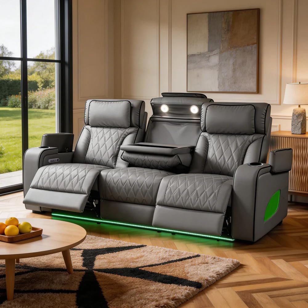 VANITII Electric Power Recliner Sofa with Adjustable Headrest and Footrest