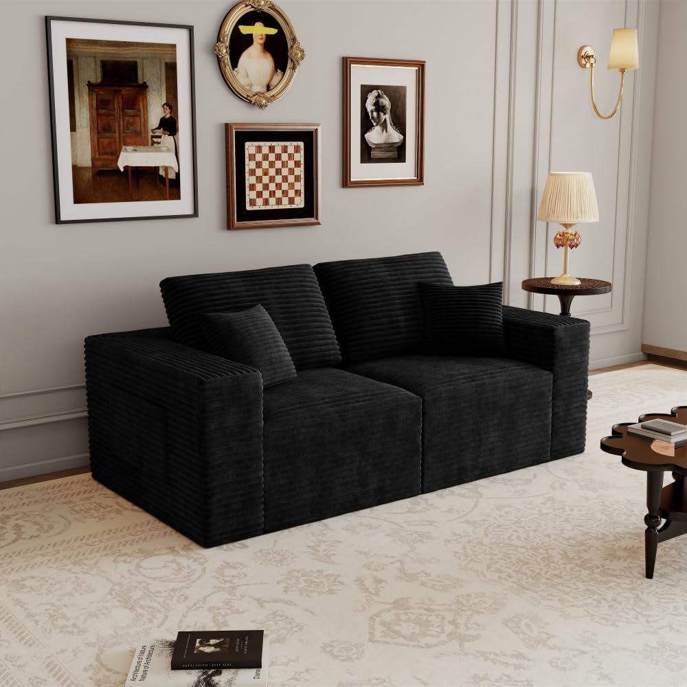 106.30 * 106.30" Modular sectional Sofa seat,Upholstered Compressed Couch for Living Room,Bedroom,Apartment,No Assembly Required,5 PC Free Combination (Black -)
