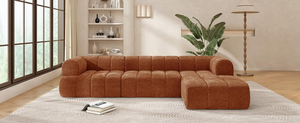 122" L Shaped Sectional Sofa with High Density Fully Compressed Sponge and Chaise Lounge, 2 Set, Fully Assembled Right Hand Facing, Perfect for Living Room, Lounge