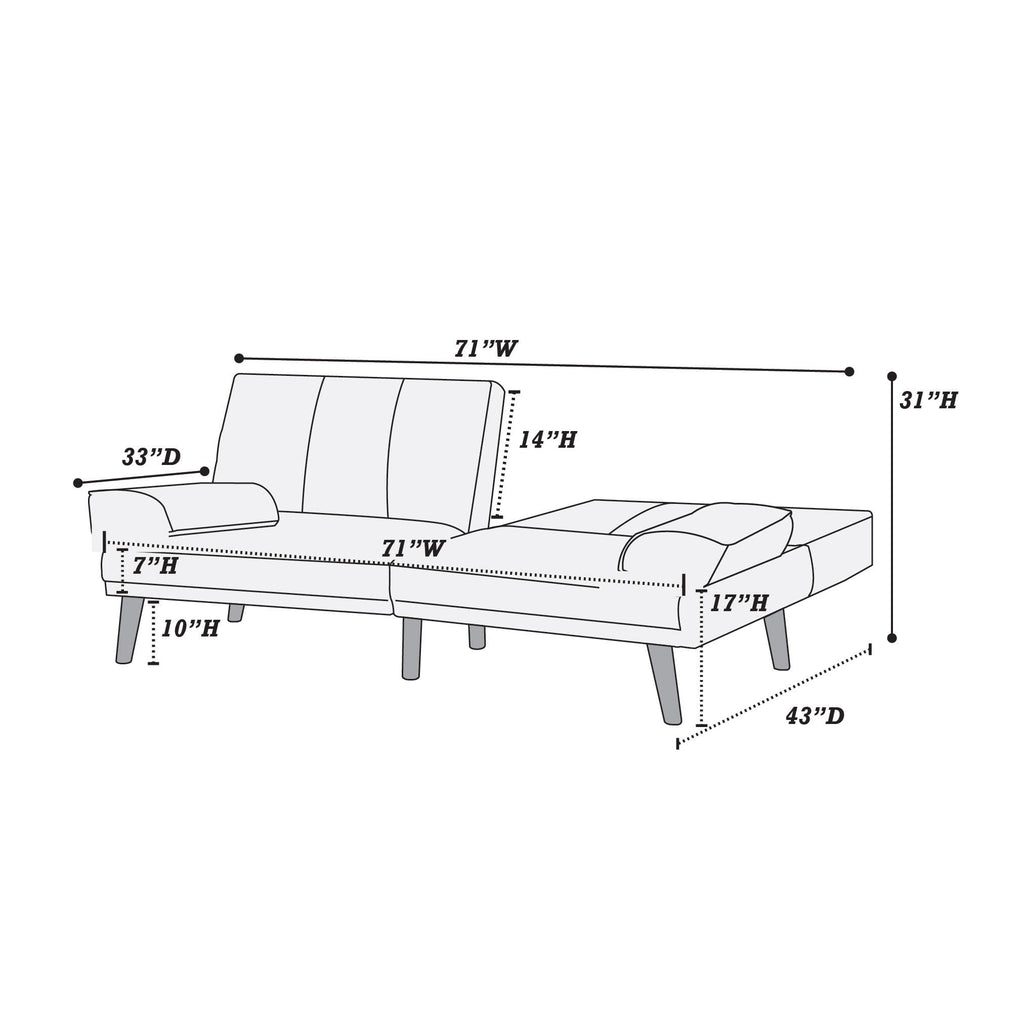 Tidyard Navy Polyfiber Adjustable Sofa with Solid Wood Legs, Contemporary Convertible Couch for Living Room, Includes Extra Cushion, 7? x 3? Chaise Not Included