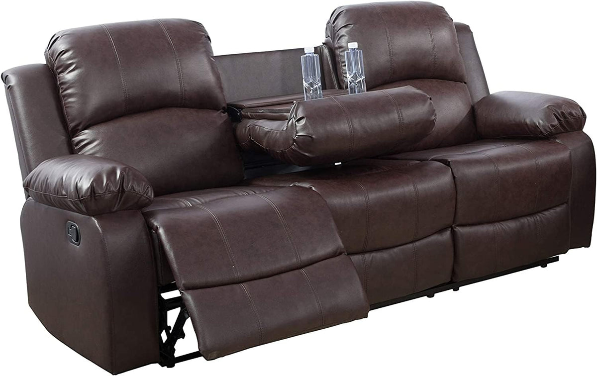 Bonded Leather Living Room Furniture Set Reclining Sofa Set Loveseat Furniture Sets in Living Room Sofa Recliners (3 Pieces, Blue Microfiber)