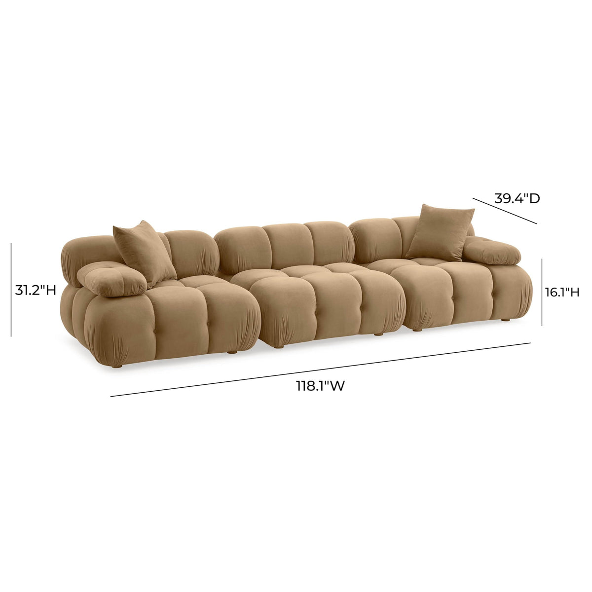 Tov Furniture Calliope Cafe Au Lait Performance Velvet Modular Sofa (Velvet, Brown)